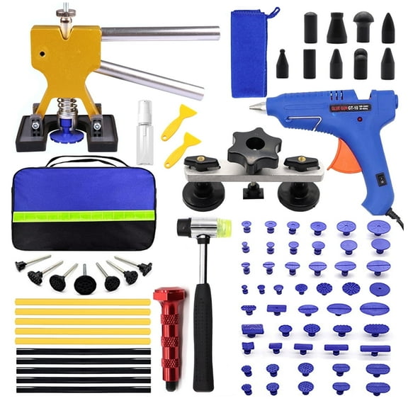 stusgo 85PCS Auto Body Dent Puller Kit, Car Dent Removal Repair Tool Kit with Dent Puller, Suction Cup, Slide Hammer T Bar, and Glue Gun for Dent Removal