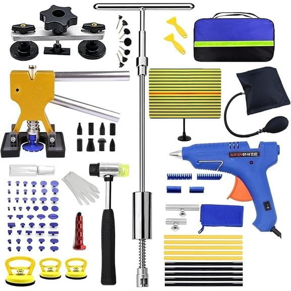 stusgo 99PCS Auto Dent Repair Kit,Paintless Dent Removal, Car Dent Repair Puller Dent Removal Kit with Dent Puller, Dent Kit Repair Slide Hammer, Glue Dent Puller,and Glue Gun for Dent Removal Tool