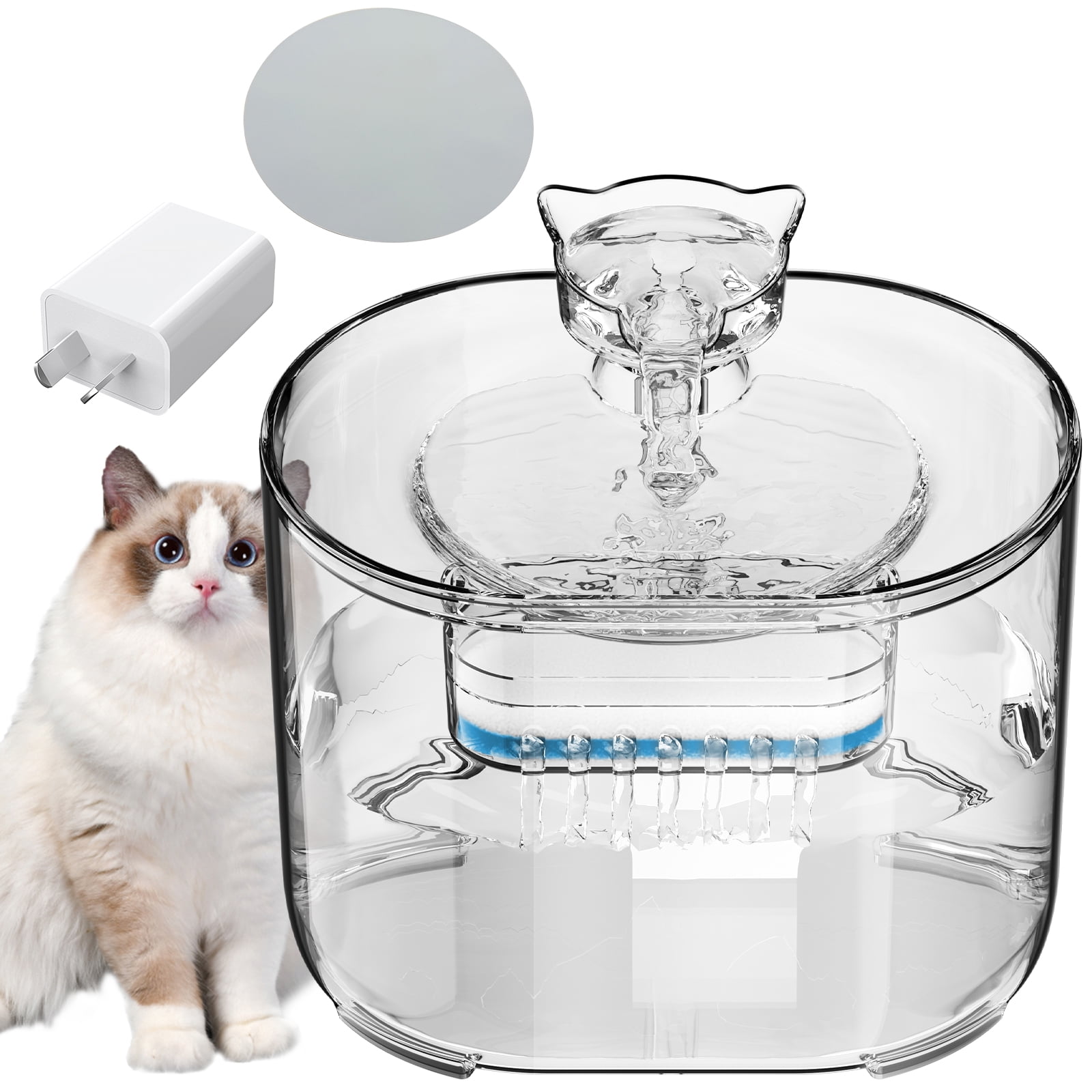 stusgo Cat Water Dispenser, Water Fountain for Cats Inside Equipped