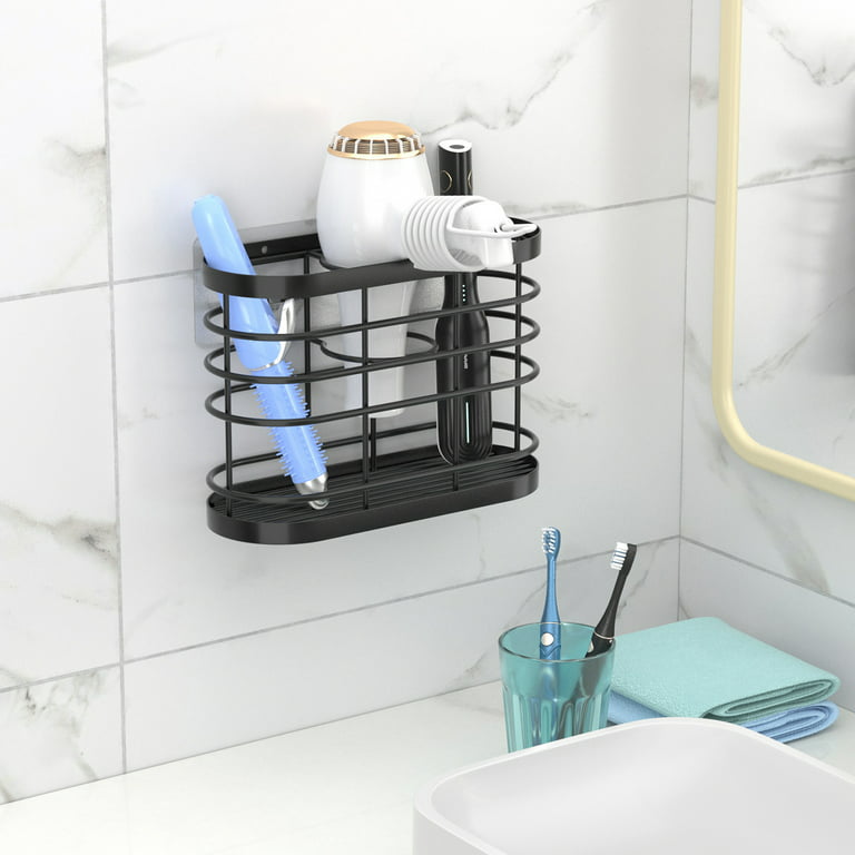 Bathroom Shelf Suction Cup Hair Dryer Holder Storage Organizer
