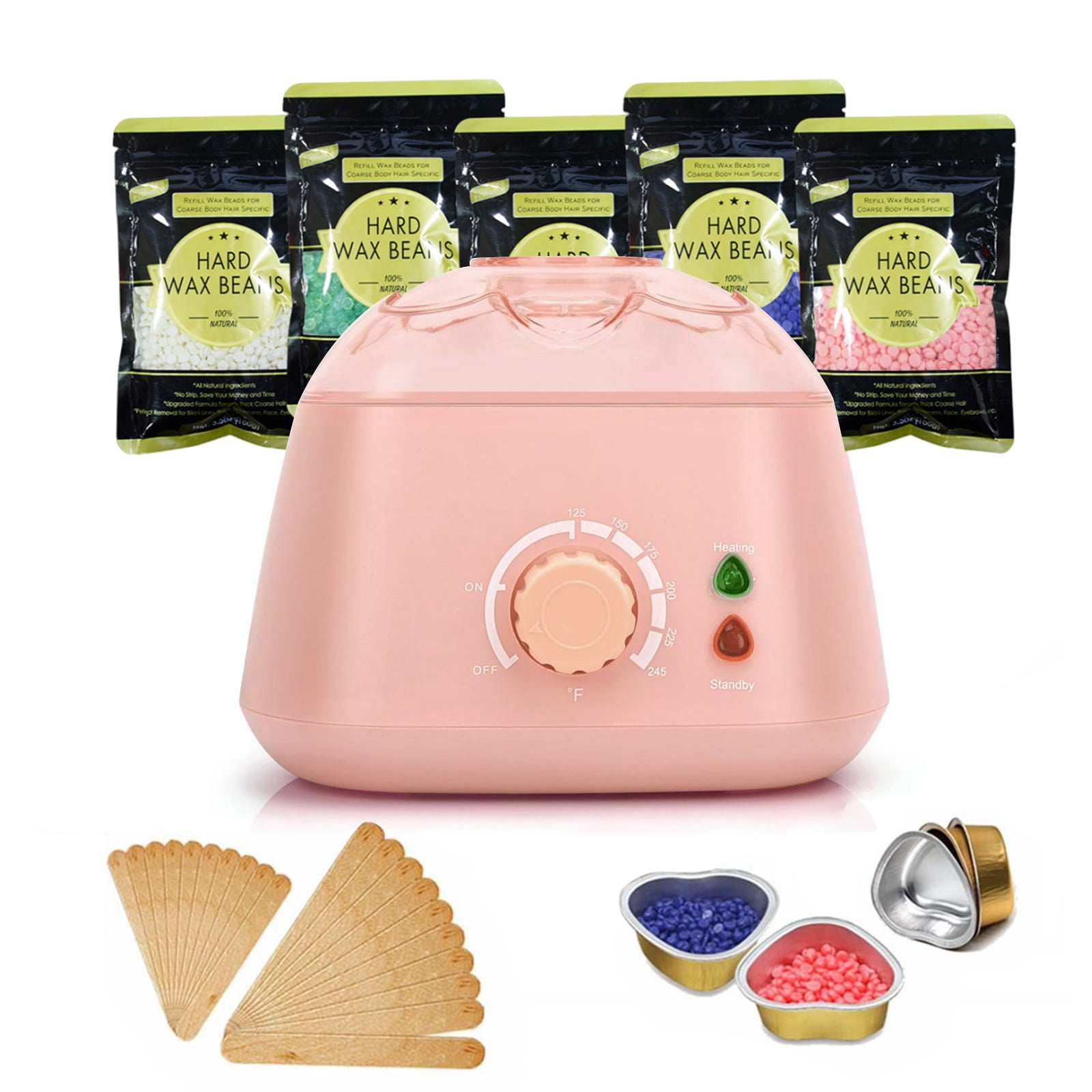 stusgo Pink Wax Melt Warmer Kit for Women Men Hair Removal,Waxing Kit with Wax Beans