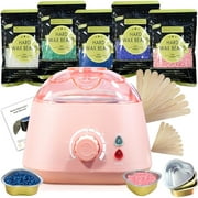 stusgo Pink Wax Melt Warmer Kit for Women Men Hair Removal,Waxing Kit with Wax Beans
