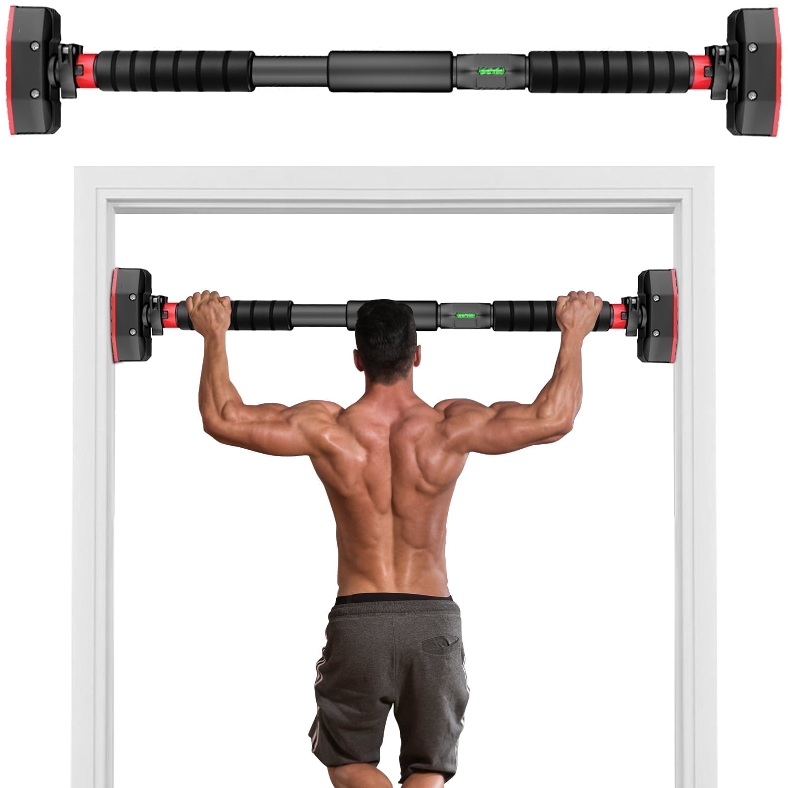 stusgo Pull Up Bar for Doorway, No Drill Adjustable Strength