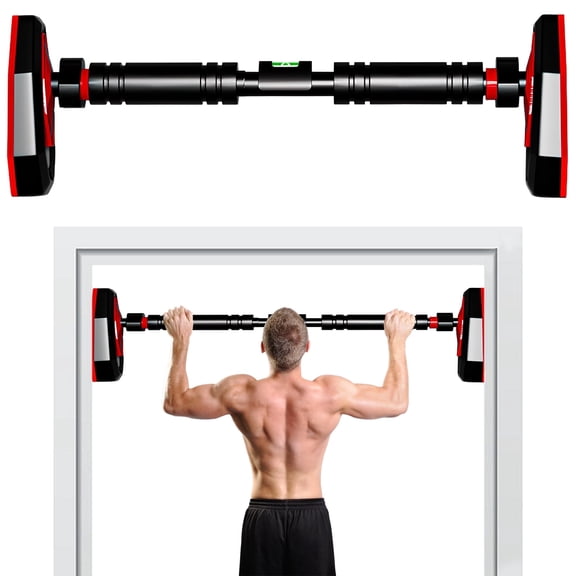 stusgo Pull Up Bar for Doorway No Screws, Adjustable Chin Up Bar for Door Frame, Strength Training Pull-Up Bars for Home, Width 30.7-44.3 Inches with Locking Mechanism, No Punching