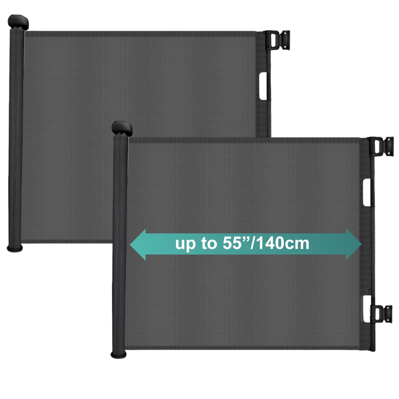 stusgo Retractable Baby Gate 33"x55"（1.4m）- Retractable Dog Gate（2PCS,Black）