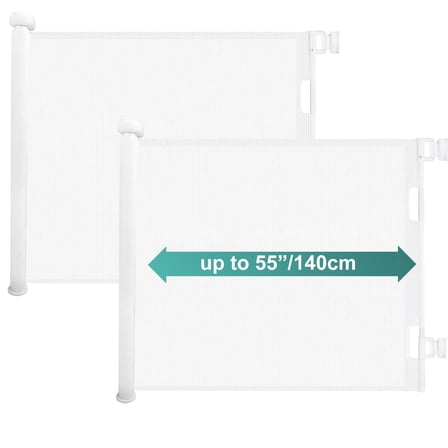 stusgo Retractable Baby Gate 33"x55"（1.4m）- Retractable Dog Gate（2 PCS,White）