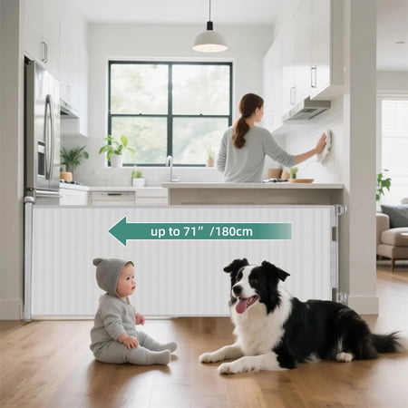 stusgo Retractable Baby Gate 33"x71"(1.8m)- Retractable Dog Gate (Grey)