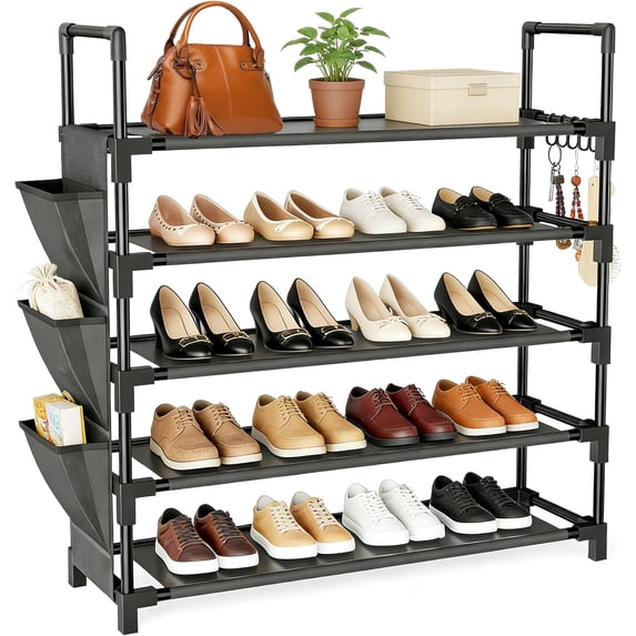 Side Way Shoe Rack stusgo Shoe Rack, 5-Tier Shoe Organizer, Black, Space Saving - Walmart.com