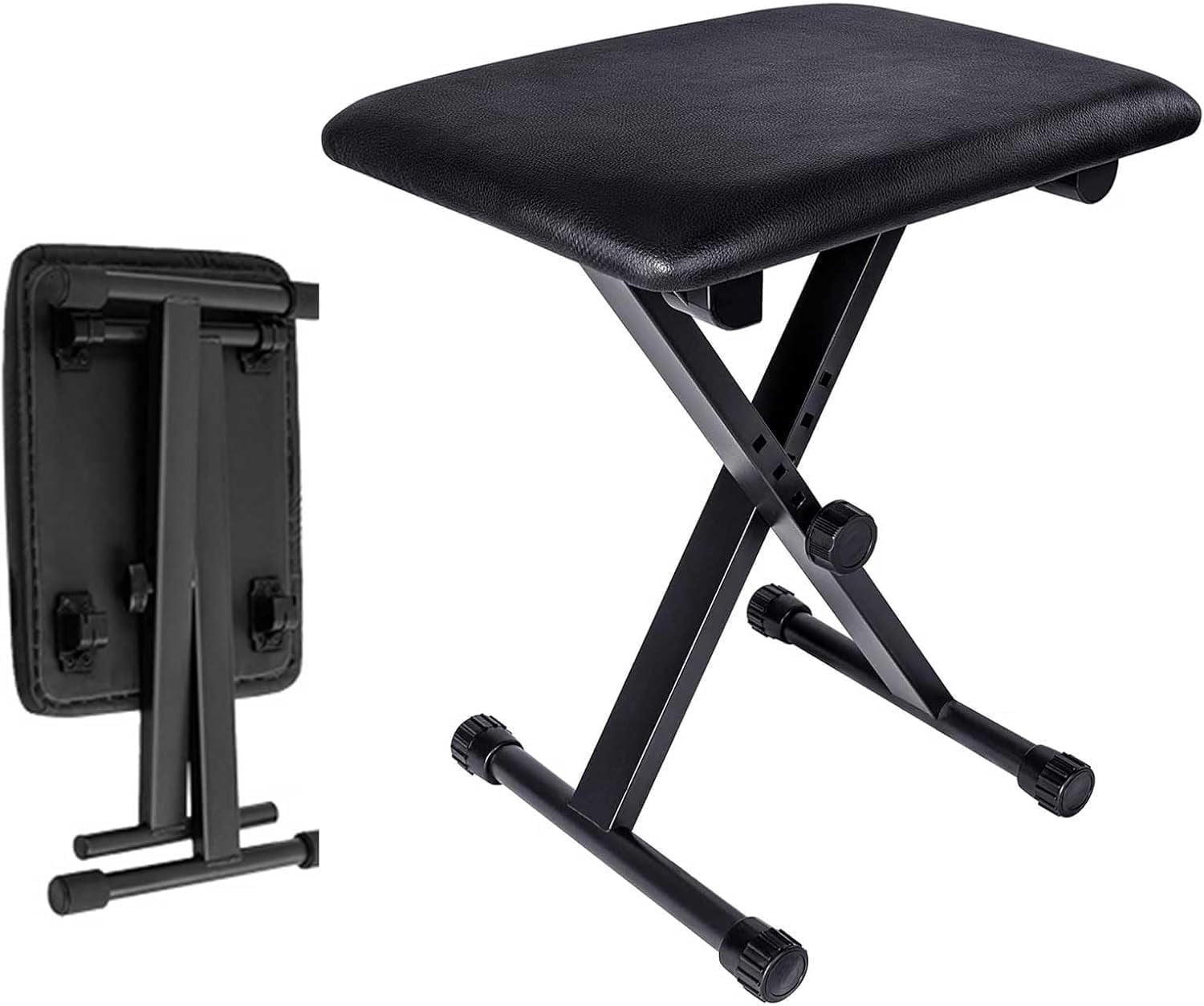 stusgo Keyboard Bench, Adjustable Black Piano Benches, Keyboard Chair, 3-Level Lifting Piano Stool