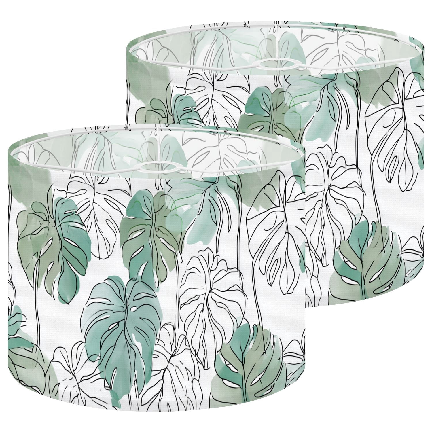 Lampshades 2 Pack Abstract minimal monstera leaves plant line drawing 13"x13"x10" Light Shade for Table Lamps Floor Lamp Shades Lampshade Replacement Easy Assembly