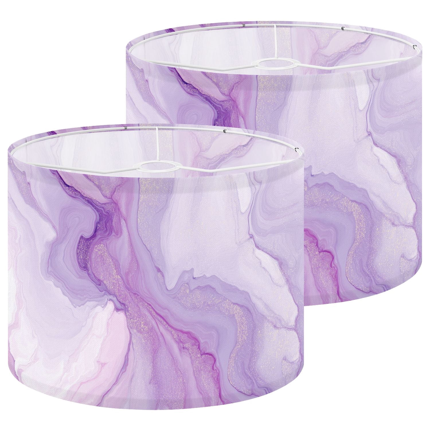 Lampshades 2 Pack Abstract purple liquid marble watercolor glitter foil 13"x13"x10" Light Shade for Table Lamps Floor Lamp Shades Lampshade Replacement Easy Assembly