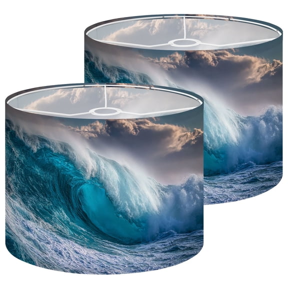 Lampshades 2 Pack Big wave breaking sunset 13"x13"x10" Light Shade for Table Lamps Floor Lamp Shades Lampshade Replacement Easy Assembly
