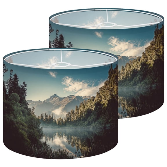 Lampshades 2 Pack Lake Nature Panorama Sunrise New Zealand 13"x13"x10" Light Shade for Table Lamps Floor Lamp Shades Lampshade Replacement Easy Assembly