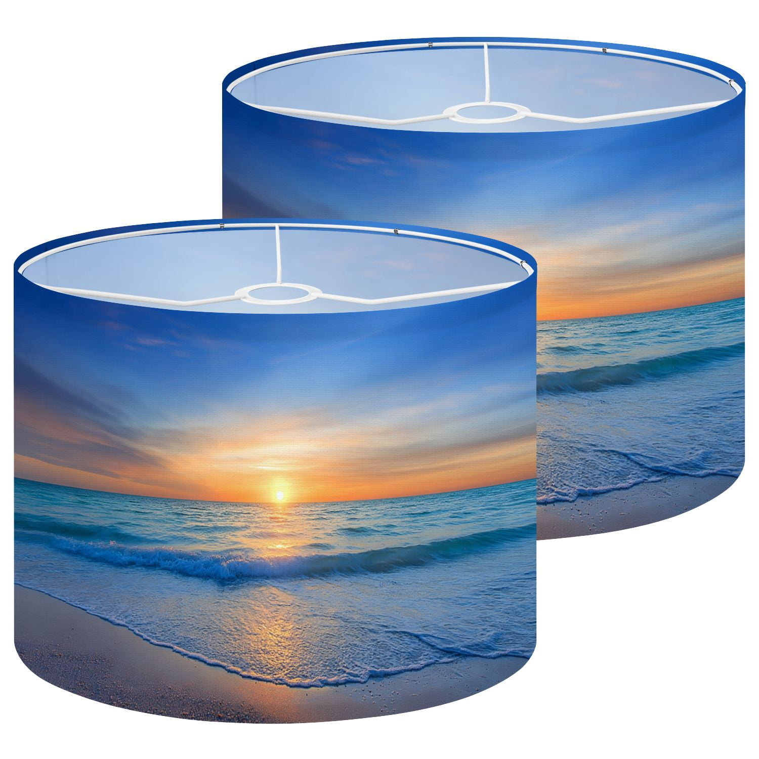 Lampshades 2 Pack Ocean Beach Sunset 13"x13"x10" Light Shade for Table Lamps Floor Lamp Shades Lampshade Replacement Easy Assembly