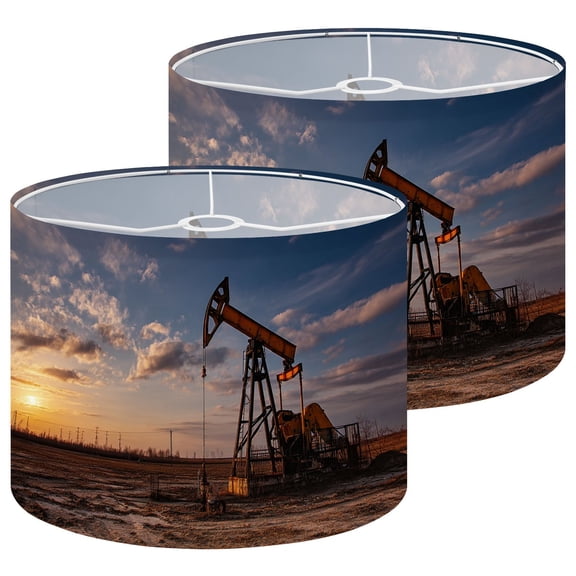 Lampshades 2 Pack Oil pump rig Oil gas Oilfield site Pump are running 13"x13"x10" Light Shade for Table Lamps Floor Lamp Shades Lampshade Replacement Easy Assembly