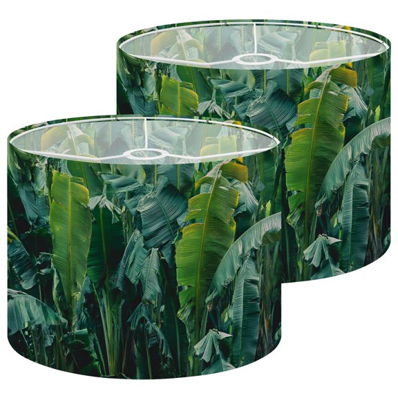 [style] Lampshades 2 Pack Rainforest leaves Tropical jungle Palm Tree Banana Tree 13"x13"x10" Light Shade for Table Lamps Floor Lamp Shades Lampshade Replacement Easy Assembly