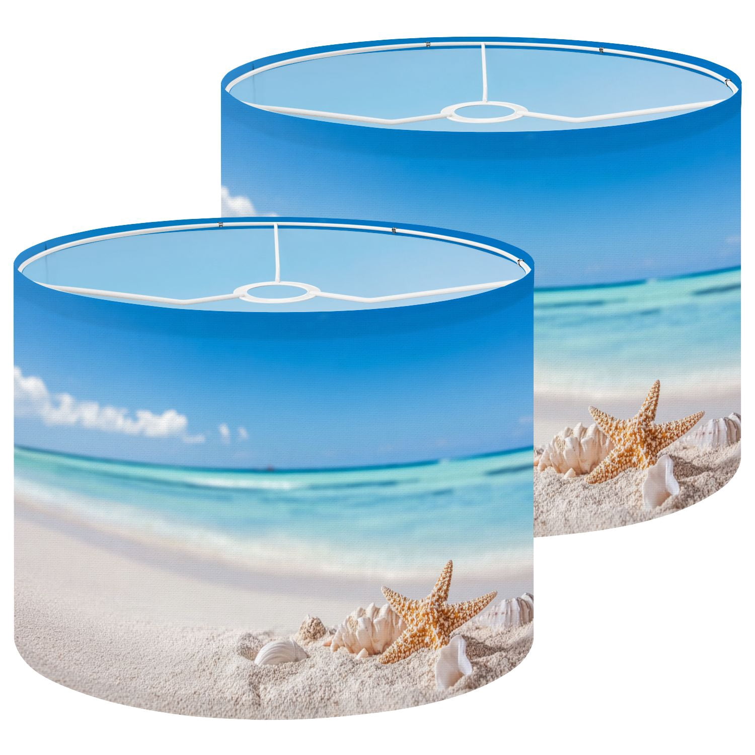 Lampshades 2 Pack Summer beach strafish shells Starfish 13"x13"x10" Light Shade for Table Lamps Floor Lamp Shades Lampshade Replacement Easy Assembly