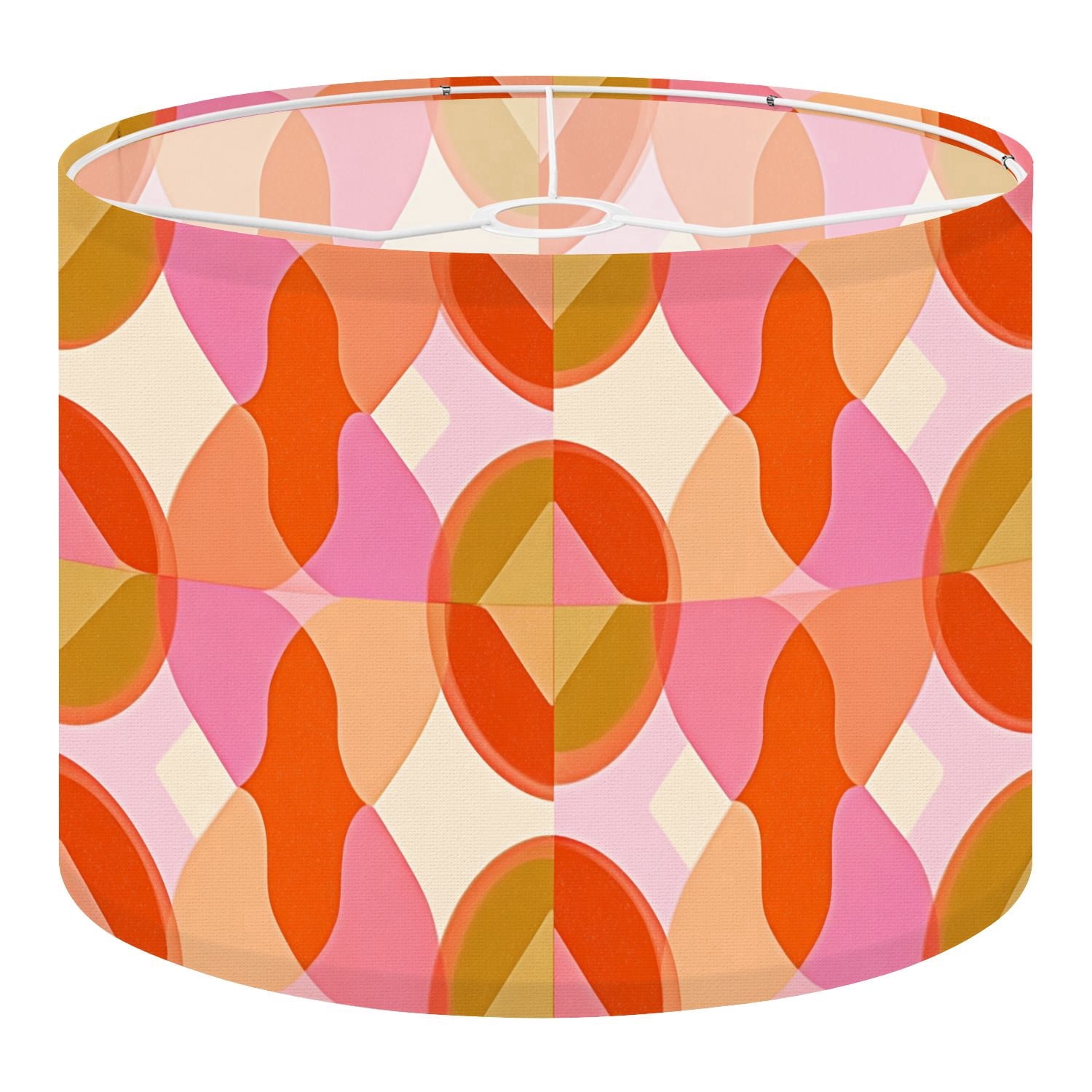 Linen Drum Lampshades 70 s Retro Seamless 60s 70s Aesthetic Style 13"x13"x10" Light Shade for Table Lamps Floor Lamp Shades Lampshade Replacement Assembly Required