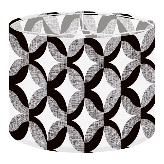 Linen Drum Lampshades Black white stylish geometric textured seamless Round shapes 13"x13"x10" Light Shade for Table Lamps Floor Lamp Shades Lampshade Replacement Assembly Required