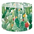 thumbnail image 1 of Linen Drum Lampshades Cactus seamless white Exotic 13"x13"x10" Light Shade for Table Lamps Floor Lamp Shades Lampshade Replacement Assembly Required, 1 of 8