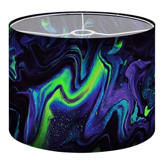 Linen Drum Lampshades Marble Colorful Neon Ultra Violet Blue Green Black Wavy 13"x13"x10" Light Shade for Table Lamps Floor Lamp Shades Lampshade Replacement Assembly Required