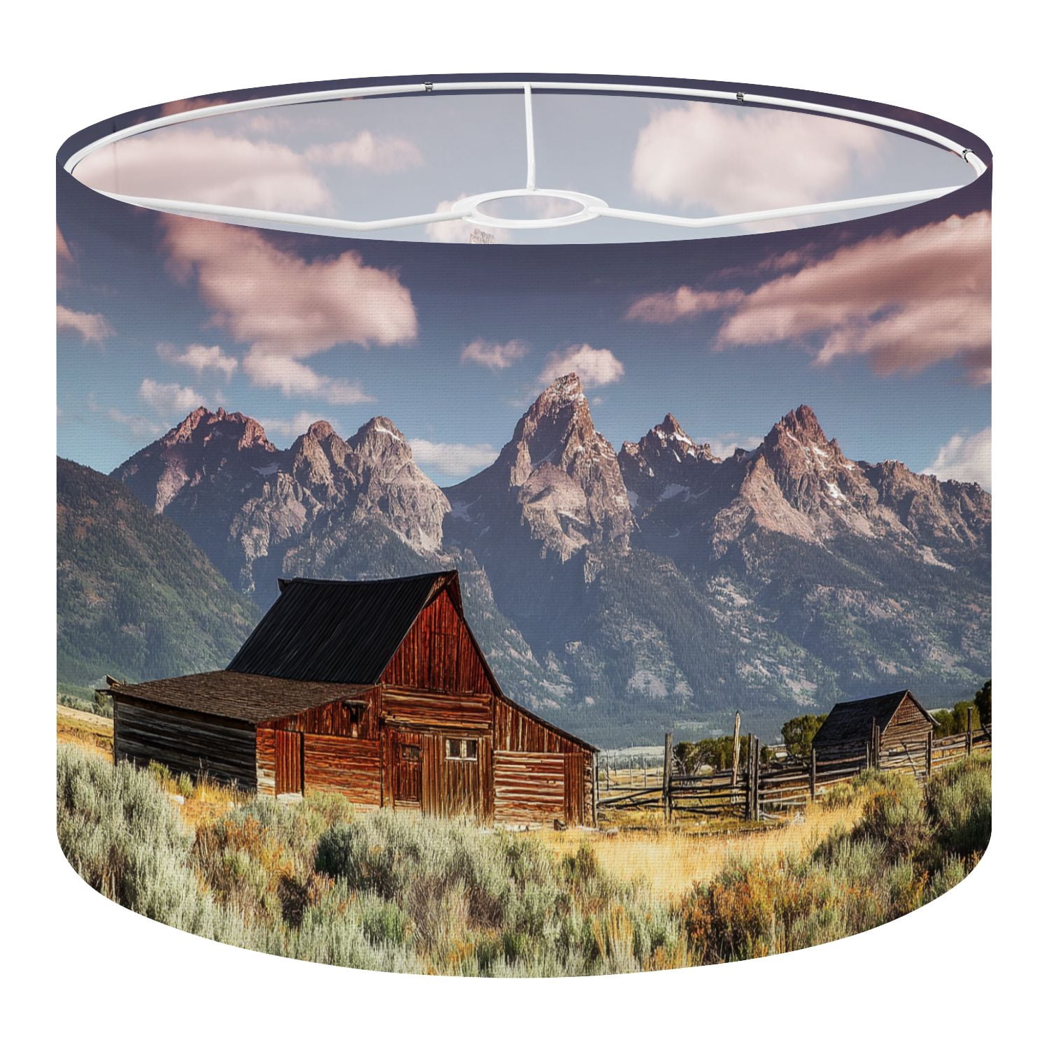 Linen Drum Lampshades Moulton Barn Tetons Morning Light 13
