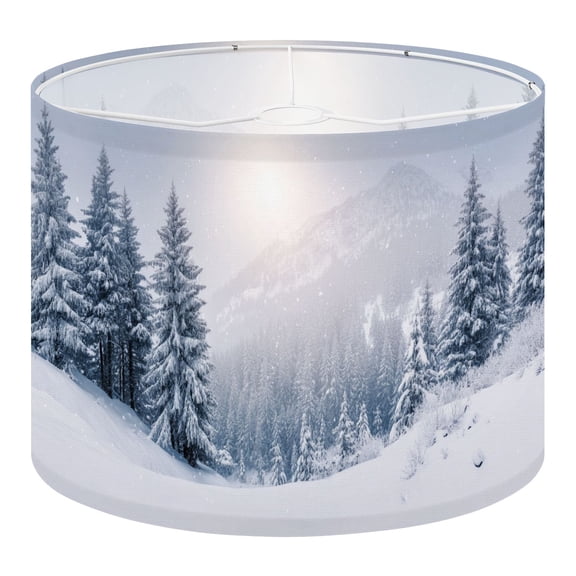 Linen Drum Lampshades Panorama foggy winter mountains 13"x13"x10" Light Shade for Table Lamps Floor Lamp Shades Lampshade Replacement Assembly Required