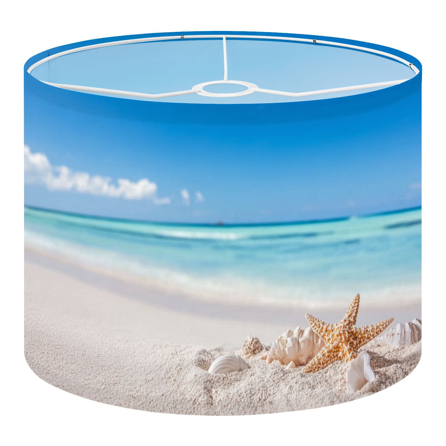 Linen Drum Lampshades Summer beach strafish shells Starfish 13"x13"x10" Light Shade for Table Lamps Floor Lamp Shades Lampshade Replacement Assembly Required