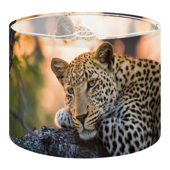 Linen Drum Lampshades Sunset Leopard tree 13"x13"x10" Light Shade for Table Lamps Floor Lamp Shades Lampshade Replacement Assembly Required