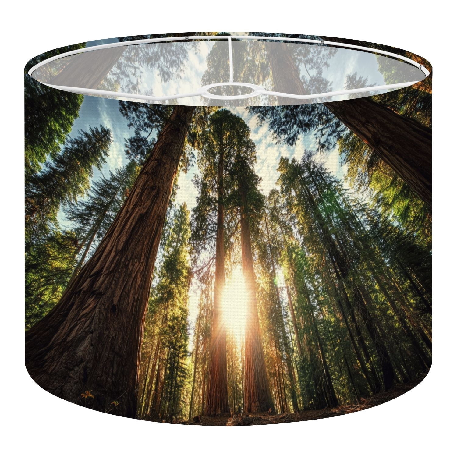 Linen Drum Lampshades Tall Forest Sequoias 13"x13"x10" Light Shade for Table Lamps Floor Lamp Shades Lampshade Replacement Assembly Required