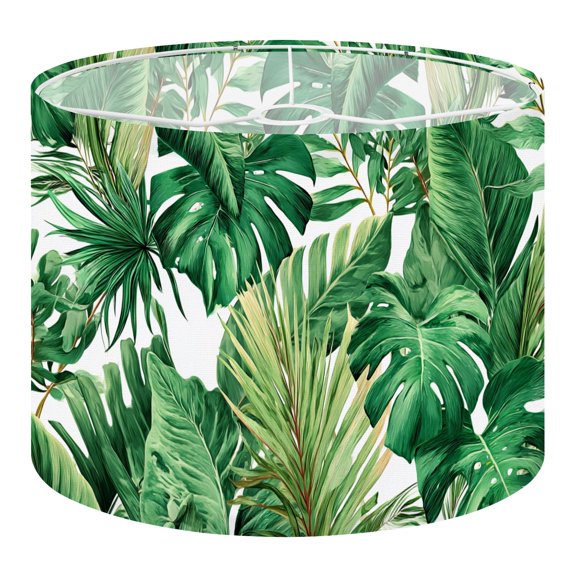 Linen Drum Lampshades Tropical leaves Monstera strelitzia palms Watercolor 13"x13"x10" Light Shade for Table Lamps Floor Lamp Shades Lampshade Replacement Assembly Required