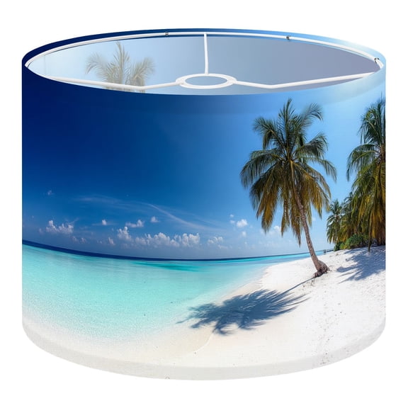 Linen Drum Lampshades Tropical paradise beach 13"x13"x10" Light Shade for Table Lamps Floor Lamp Shades Lampshade Replacement Assembly Required