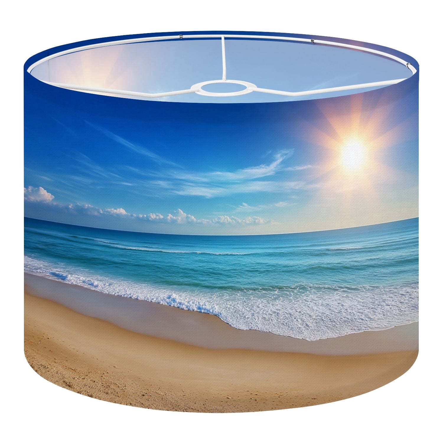 Linen Drum Lampshades seascape sun blue sky Sunrise Tropical 13"x13"x10" Light Shade for Table Lamps Floor Lamp Shades Lampshade Replacement Assembly Required