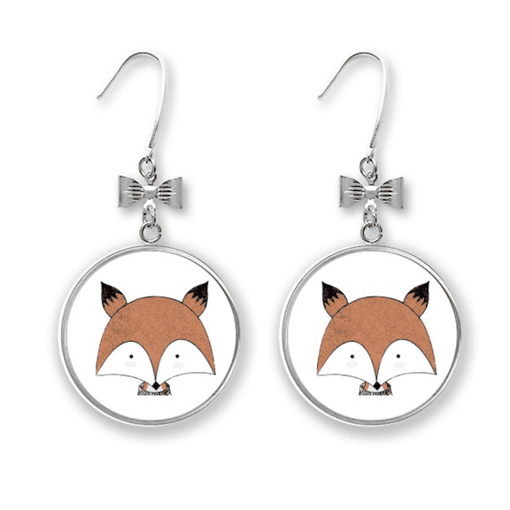 style immature fox bow earrings drop stud pierced hook