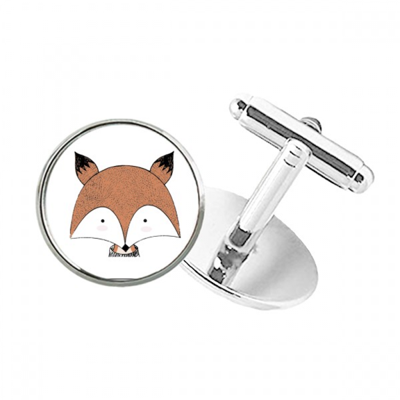 style immature fox round button cuff clip stud cufflinks