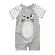 stylesilove Adorable Unisex Baby Totoro Short Sleeve Cotton Romper 90/18-24 Months, Grey