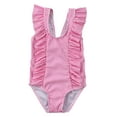 thumbnail image 1 of stylesilove Baby Girl Ruffle Striped Swimsuit One-Piece (90/12-18 Months, Pink), 1 of 4