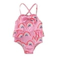 thumbnail image 1 of stylesilove Baby Toddler Girls Rainbow Print One-Piece Swimsuit Ruffle Crisscross Back Bathing Suit Beach Swimwear (3T, Pink), 1 of 7