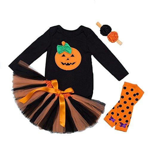 stylesilove Halloween Pumpkin 5 pcs Baby Infant Toddlers Girls Costume Dress Clothing Set