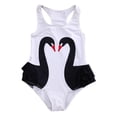thumbnail image 1 of stylesilove Kid Girl One Piece Swan Print Ruffle Swimsuit Beachwear Bathing Suit (4T, White), 1 of 3