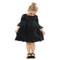 thumbnail image 1 of stylesilove Kids Girl Long Sleeve Cuffs Princess Lace Dress (140/7-8 Years, Black), 1 of 4