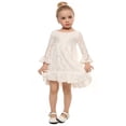 thumbnail image 1 of stylesilove Kids Girl Long Sleeve Cuffs Princess Lace Dress (140/7-8 Years, White), 1 of 4