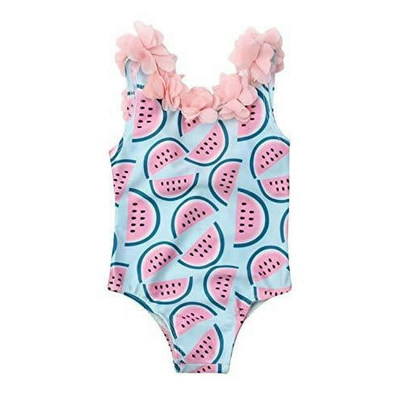 stylesilove Toddler Kid Girls 3D Flower Straps Backless One-Piece Swimsuit Beach Bathing Swimwear