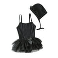 thumbnail image 1 of stylesilove Toddler Little Girls Embroidered Swan Sequin Black One-Piece Swimsuit with Tutu Skirt and Hat 2pcs Bathing Suit Beach Swimwear (12 Months), 1 of 7