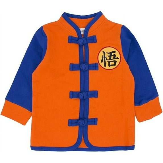 stylesilove Young Kids Baby Boys Traditional Asian Inspired Long Sleeved Top Sweatshirt (120/4-5y, Son Goku Orange)
