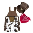thumbnail image 1 of stylesilove.com Infant Toddler Baby Boy Brown Cowboy Overalls, Hat and Handkerchief 3-pc (100/3T), 1 of 7