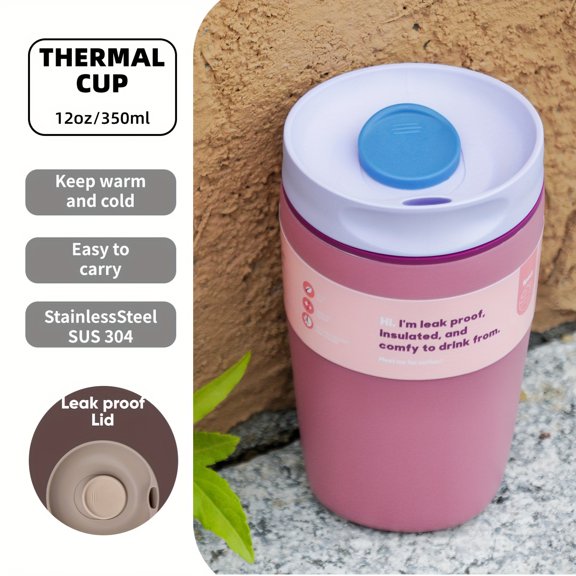 This stylish 12-ounce stainless steel vacuum insulated coffee mug is ideal for travel, and also suitable for use in the car, office, home, and camping. Made from food-grade materials, this modern dri