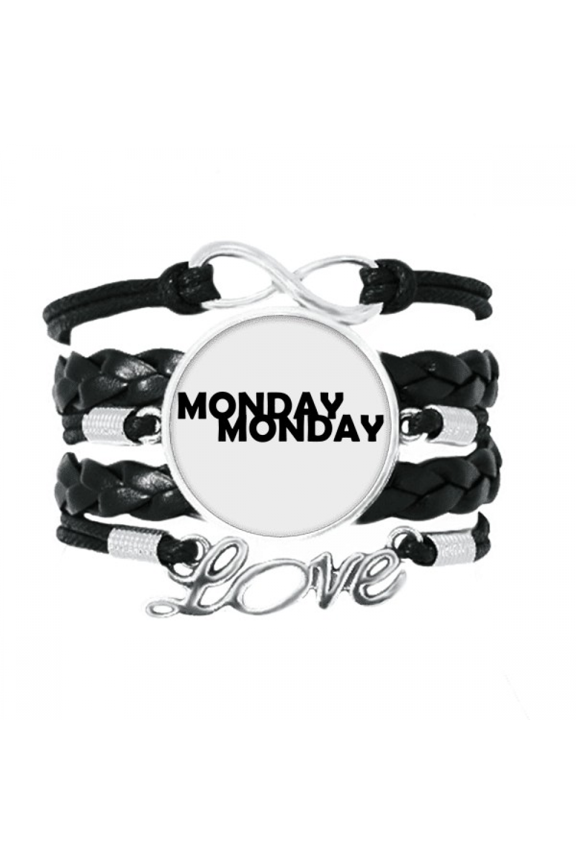 stylish characters monday bracelet love accessory twisted leather knitting wristband