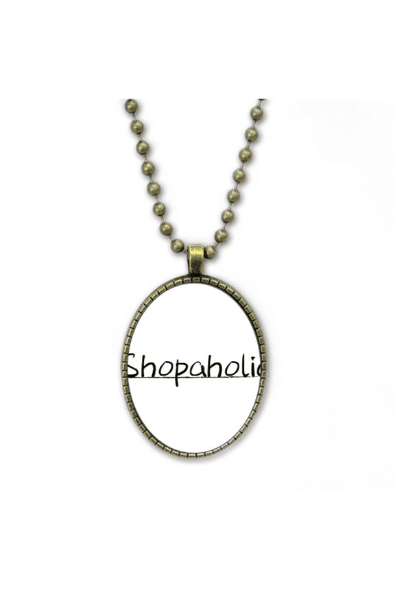 stylish word shopaholic art deco fashion necklace vintage chain bead pendant jewelry collection