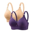 thumbnail image 1 of successthop 2 Pack Bras for Women Wireless Ladies Push Up Everyday Wear Solid V Neck Breathable Bralette 36-52 Beige, 1 of 6